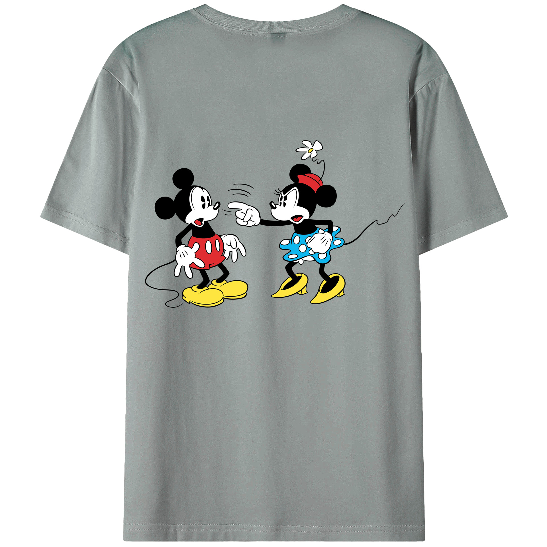 ミッキーマウス Mickey Mouse 綿100％ メンズ半袖Tシャツ（バックプリント） 通気性